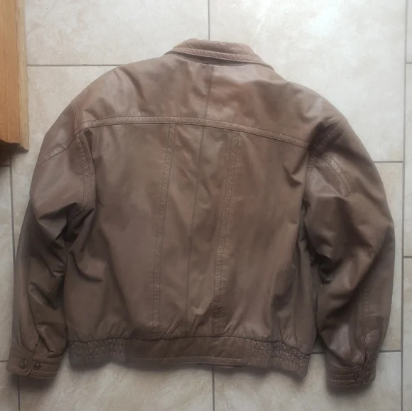 Reed Sportswear Vintage brown Leather Bomber Jacket Brown removable liner 48L